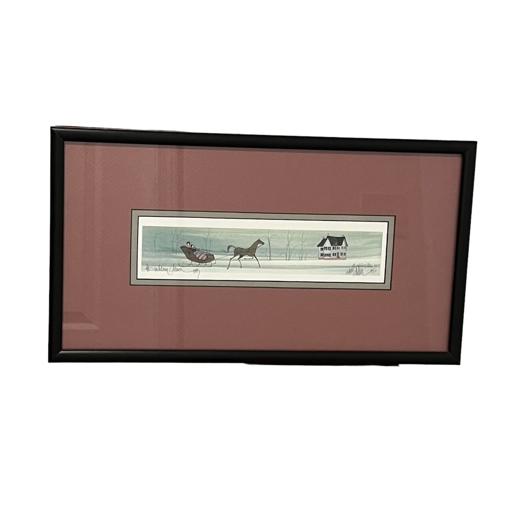 P Buckley Moss 1993 Framed Print 'Journey Home' Horse Sleigh Ride 453/1000 RARE‎